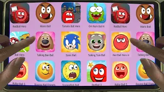 12 Red Ball Games : Mario Ball - Tomato Ball Hero & Talking Ben Ball - Spongebob Ball VS Om Nom Ball