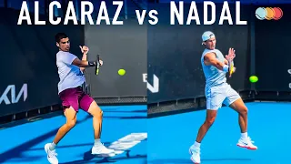 Rafael Nadal vs Carlos Alcaraz | side by side form comparison [slow motion]