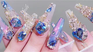 sub) Fancy, Layering Ice Nails💙✨/🇰🇷Korean Nails / Extension nails / Nail art / Self-nails / ASMR