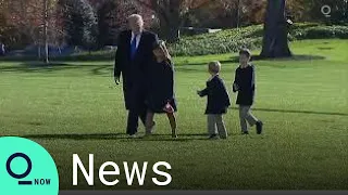 President Trump Returns to the White House with His Grandchildren