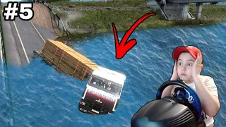 УЛЕТЕЛ С ДОРОГИ В РЕЧКУ НА МАЗЕ ! СУРОВАЯ РОССИЯ В ЕТС2 / #5 / EURO TRUCK SIMULATOR 2 + РУЛЬ