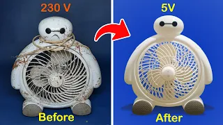 A Brilliant Idea From An Old Fan | 230v fan convert to 5v dc | How to make a cooling fan at home