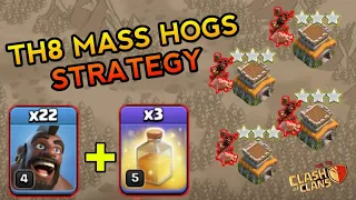 TH8 3 STAR WAR ATTACK STRATEGY | MASS HOGS | CLASH OF CLAN