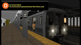 OpenBVE Special: D Train To Coney Island Via Concourse Express/Central Park West Local (R68)