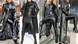 Long leather power dresses for stylish women and girls
