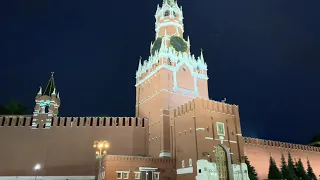 Moscow Red Square and Kremlin Clock Chimes at Night