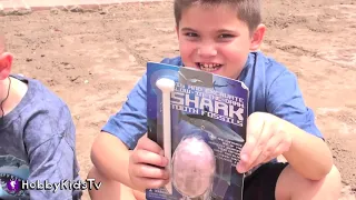 SHARK Adventure FISHING! Shark Teeth Fossil Digs + Shark Week Attack! HobbyKidsTV