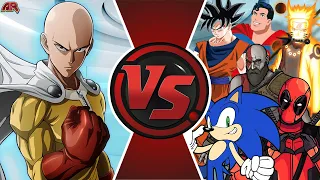 ONE PUNCH MAN vs THE WORLD 3! (Saitama vs Sonic, Goku, Naruto, Kratos   & More) OPM Animation Rewind