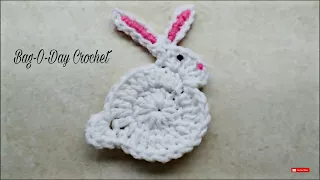 Easy Crochet Bunny Rabbit Applique Easter -  Bag-O-Day Crochet TUTORIAL 206