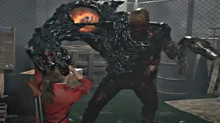 Resident Evil 2 Remake 2019 - Boss Fight #1 William Birkin (Claire Story) RE2 2019 PS4 Pro