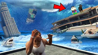 GTA 5: Franklin and Shinchan Survived & Found Treasure in Tsunami In GTA 5! (GTA 5 Mods)