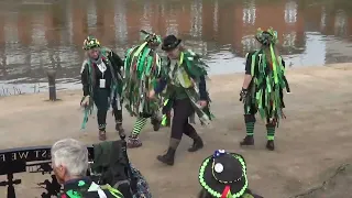 Makara Morris dance "Wold Ranger" beside the River Trent at the JMO in Newark on Trent, 2024