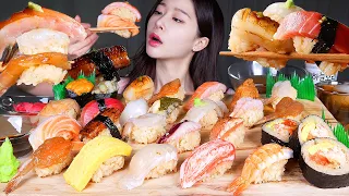 ASMR MUKBANG | ASSORTED SUSHI PARTY 🍣 TUNA, SALMON, ABALONE, SEA URCHIN, SHRIMP, EEL, FLAT FISH