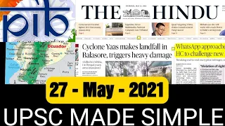 27 May 2021 Daily Current Affairs|The Hindu, PIB| NCLT, NCLAT, Argentine Ant, Whatsapp Case