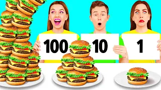 100 Capas de Alimentos Desafío | Batalla de Comida por BooBoom Challenge