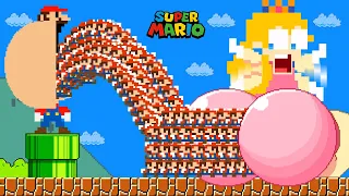 Super Mario Bros. but Mario and 999 Tiny Mario turn Peach to Giant BUTT | Game Up