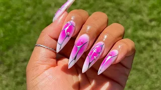 PINK AURA CHROME NAILS| Acrylic Nails| Necta Nails Tutorial | Beginner friendly