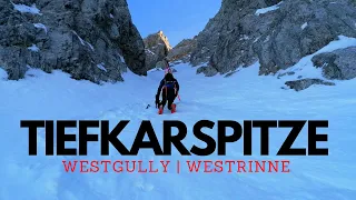 Tiefkarspitze 2431m - WESTGULLY / WESTRINNE (45-50°)  - Steile Skitour abseits der Hektik im Dammkar