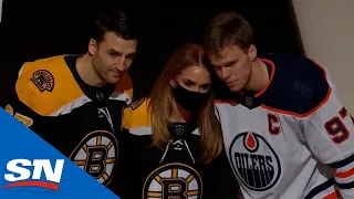 Boston Bruins & Edmonton Oilers Celebrate Life Of Colby Cave With Pre-Game Ceremony