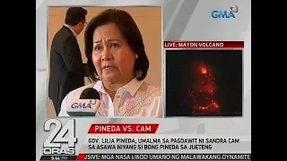 24 Oras: Gov. Pineda, umalma sa pagdawit ni Sandra Cam sa asawa niyang si Bong Pineda sa jueteng