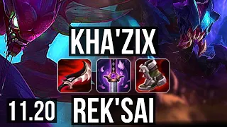 KHA'ZIX vs REK'SAI (JUNGLE) | 14/0/2, 2.1M mastery, Legendary | EUW Diamond | v11.20