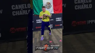 Canelo WARMS UP for Jermell Charlo KO; MOMENTS before FIGHT!