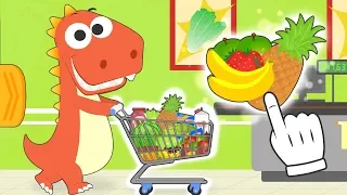 Aprende con Eddie a cómo hacer la compra en el supermercado 🛒 Eddie el dinosaurio hace la compra
