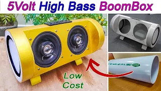 HIGH BASS BOOMBOX | DIY: PVC PIPE BOOMBOX | 5volt BOOMBOX