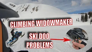 Snowy Mountain Range Day 2- Summit 850 VS Khaos 800 Racing, Climbing Widowmaker, Ski-Doo Breaks Down