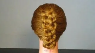 Прическа с плетением. Knot braid updo for medium long hair tutorial