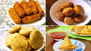 4 IFTHAR Snacks | Potato Cheese fingers | Prawns stuffed Roti | Aloo Samosa | Malabar stuffed Eggs