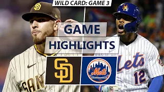 San Diego Padres vs. New York Mets Highlights | Wild Card Game 3