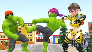 Hulk Nick Thanos Miss T Iron Tani - Stop The Destruction Of the city by Siren Head And Zombie Hulk