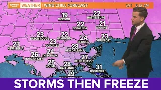 New Orleans Weather: Watching thunderstorms Friday freeze over weekend