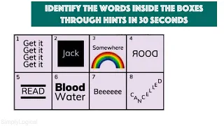 Word Puzzles Brain Teaser - Identify the words inside the boxes through hints in 30 secs