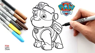 Cómo dibujar a RUBBLE (La Patrulla Canina) | How to draw Rubble (Paw Patrol)