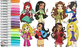 Monster High Makeover as Disney Princess Ariel Moana Snow White Rapunzel Belle Tiana Aurora Elena