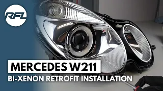 Mercedes W211 E class | HID Bi-xenon projector replacement Retrofit tutorial (AFS headlight)