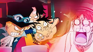 LUFFY ACE e SABO dando preju no restaurante