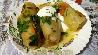 Голубцы из капусты с мясом и рисом. Cabbage rolls with meat and rice.