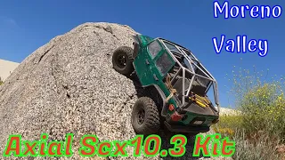 Axial Scx10.3 Kit back trailing and climbing at Moreno Valley