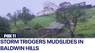 Storm triggers mudslides in Baldwin Hills