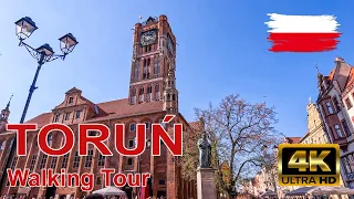 🇵🇱 Walking Streets of the Medieval city of Torun in Poland - 4K UHD video