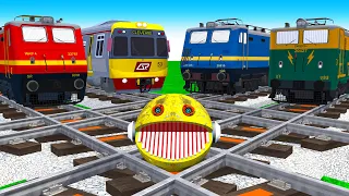 【踏切アニメ】あぶない電車 MS PACMAN Vs 4 TRAIN Crossing traffic laws🚦 Fumikiri 3D Railroad Crossing Animation