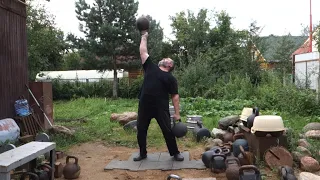 55 KG BOTTOM UP KETTLEBELL PRESS WITH 60 KG KETTLEBELL HOLD ЖИМ ГИРИ 55 КГ НАПОПА УДЕРЖИВАЯ ГИРЮ 60