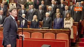 Gianni Morandi canta l'inno di Mameli per Mattarella, Giorgia Meloni e La Russa