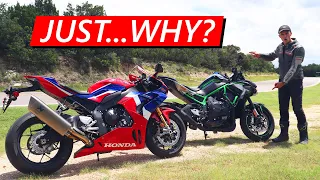 Honda Fireblade vs. Kawasaki ZH2 (Dumbest Comparison Ever)