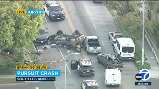 Police chase ends in violent crash in South Los Angeles; investigation underway