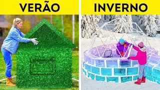 CASA DE VERÃO vs. CASA DE INVERNO || Artesanatos Enormes para o Quintal