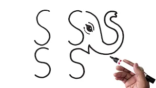 Elephant हाथी चित्र From Letter S बोहत आसान Drawing तरीका Trick